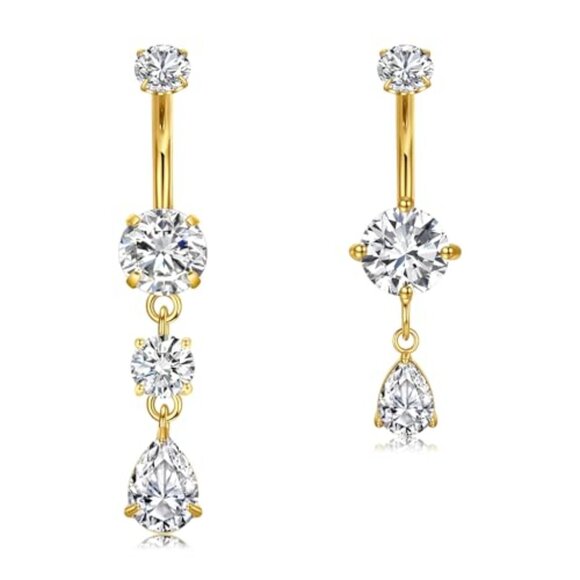 Accessories - Belly Button Ring Clear CZ Dangle Belly Button Piercing Belly Rings Dangle Belly